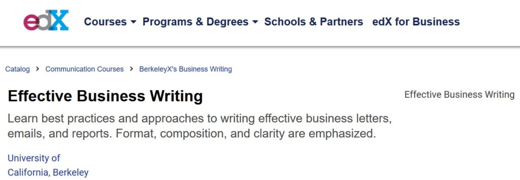 Business Writing EdX