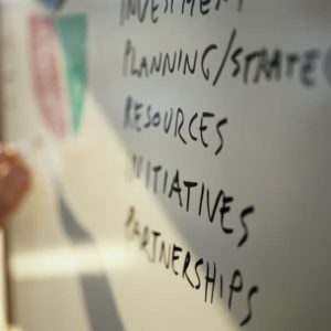 Business Meeting Information on a Whiteboard